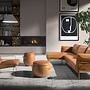 Footstool Leather Brown 3