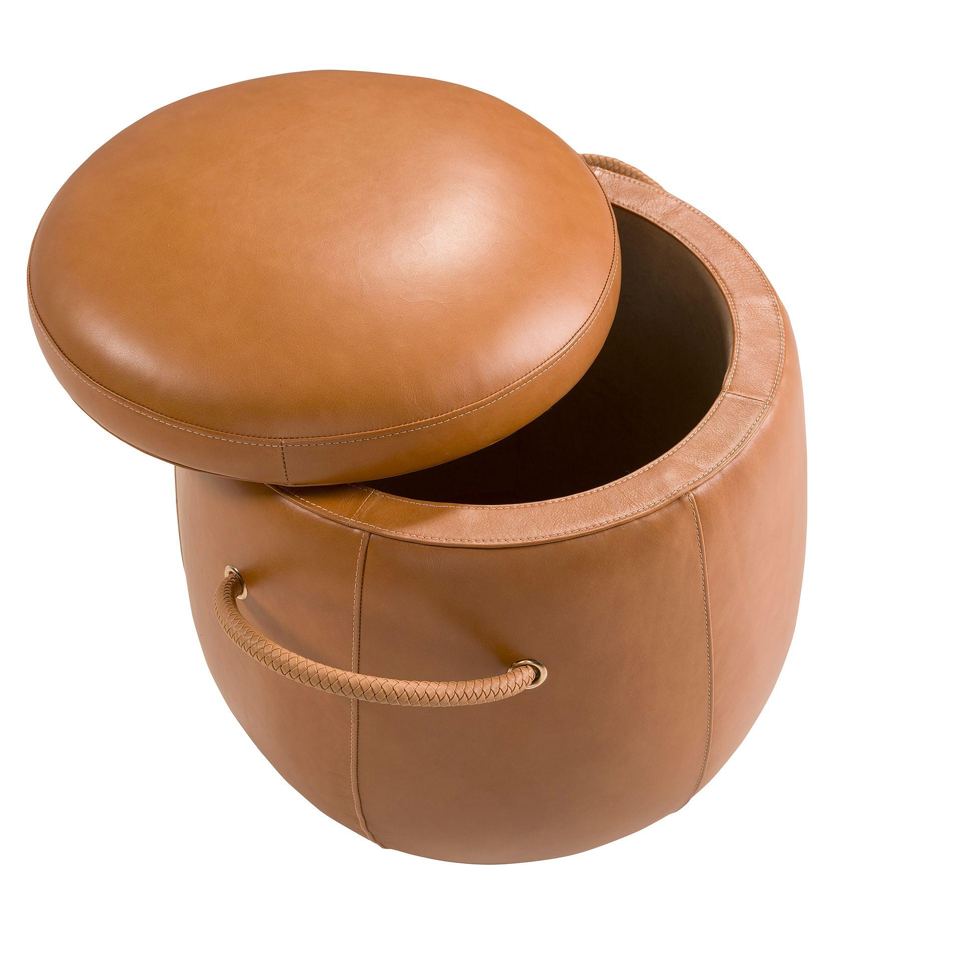 Footstool Leather Brown 6