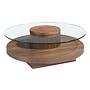 Round coffee tableGlass walnut 0