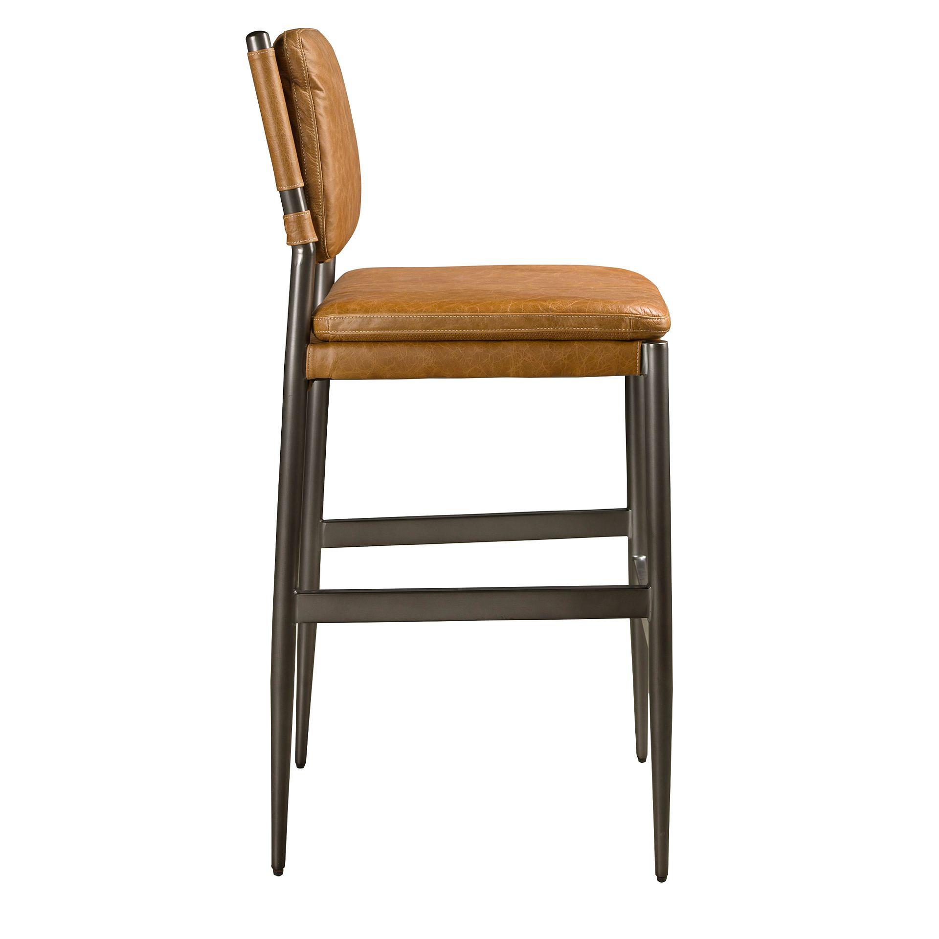 Bar stool, leather, brown 5