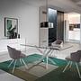 Dining table glass steel white 2