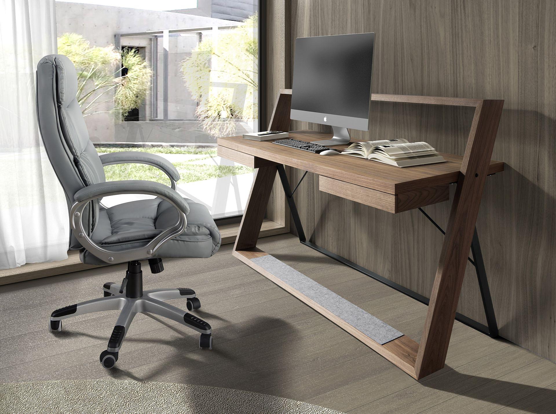 Office chair faux leather gray 3