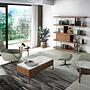 Round side table marble walnut 7