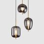 3-arm pendant lamp grey smoked glass 0