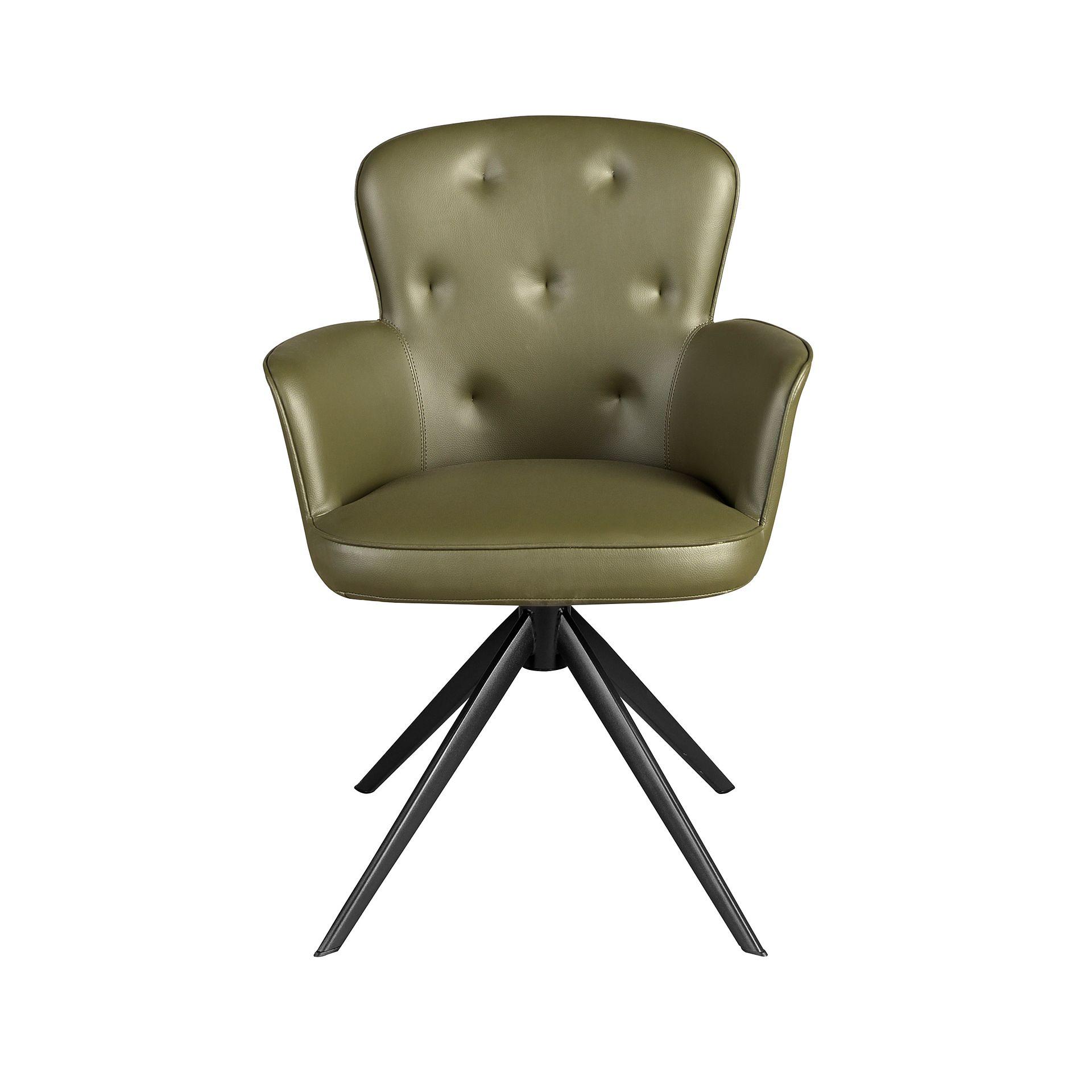 Swiveling chair faux leather green 1