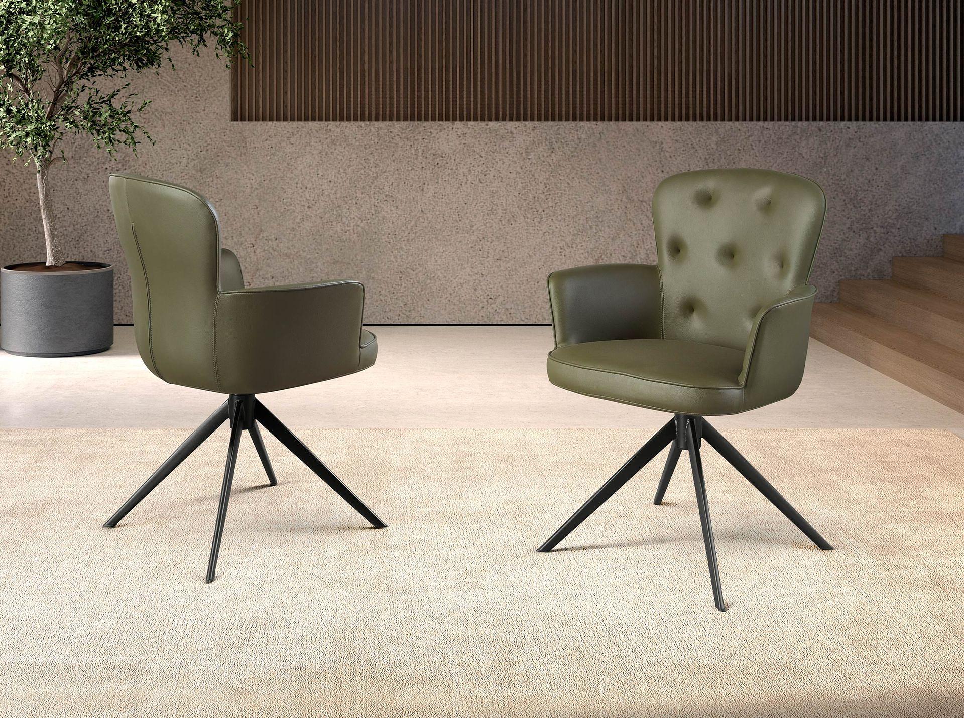 Swiveling chair faux leather green 2
