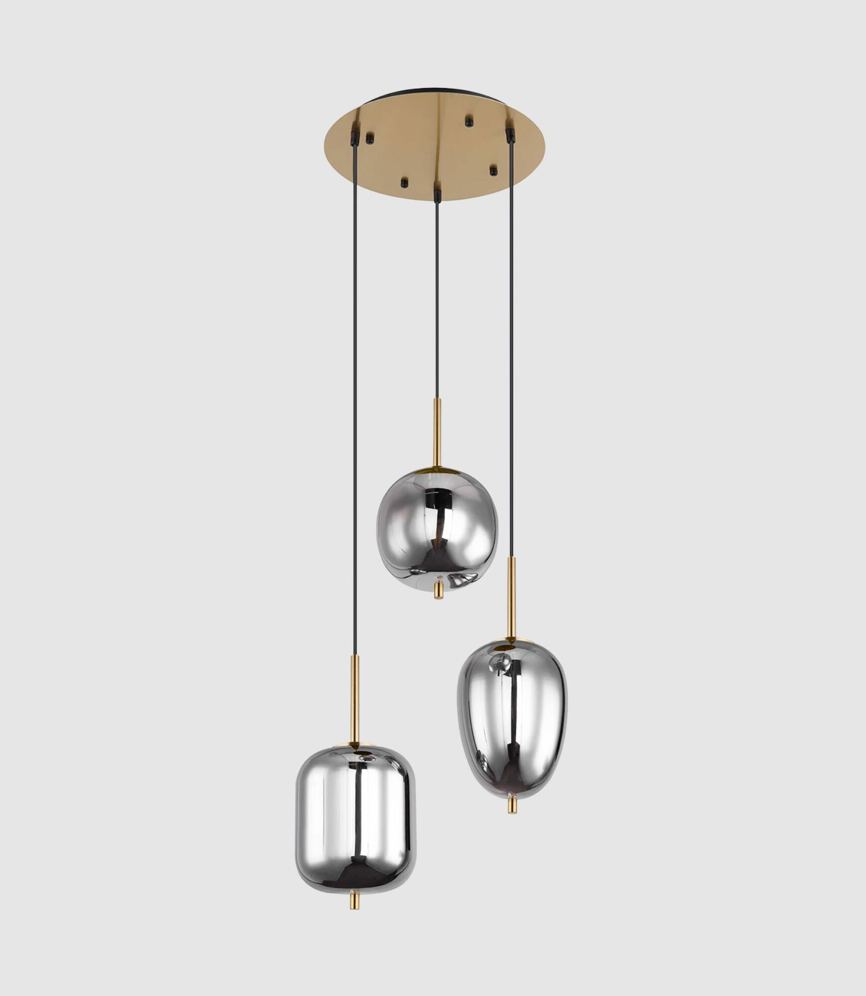 3-Flammige Pendelleuchte graues Rauchglas  4