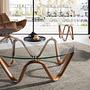 Runder Beistelltisch Glas Nussbaum 6