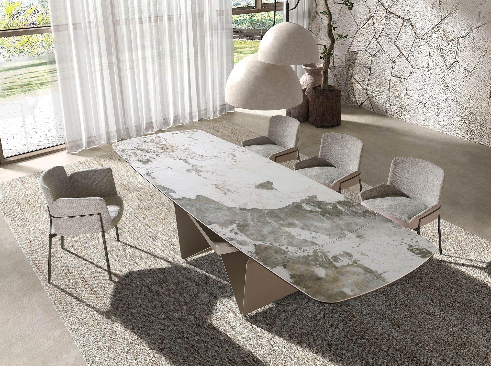 Dining chair leather textile grey 3