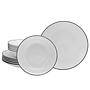 Tafelservice Luna Black Line Porcelain White 12-piece 0