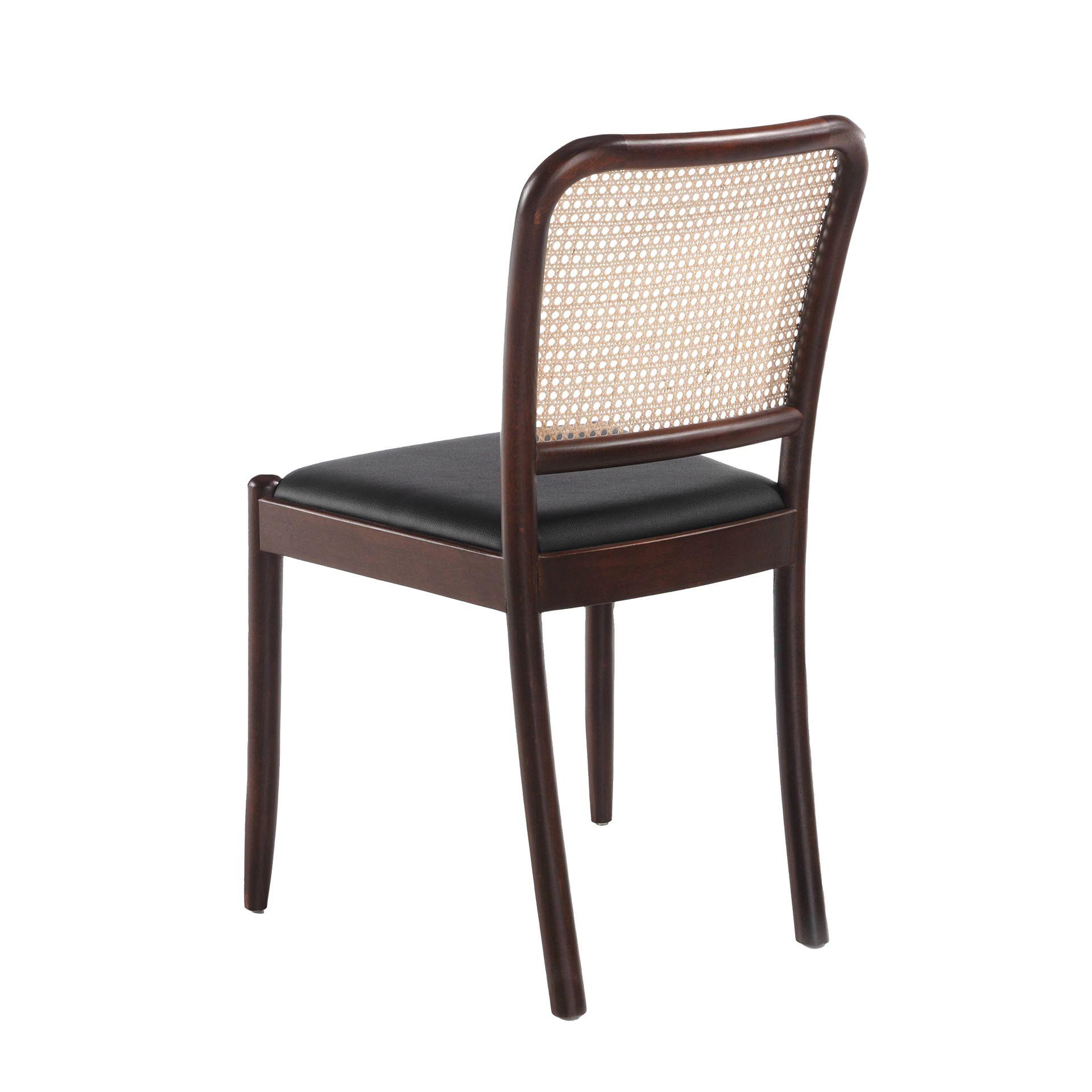 Chair Rattan Faux Leather Black 7