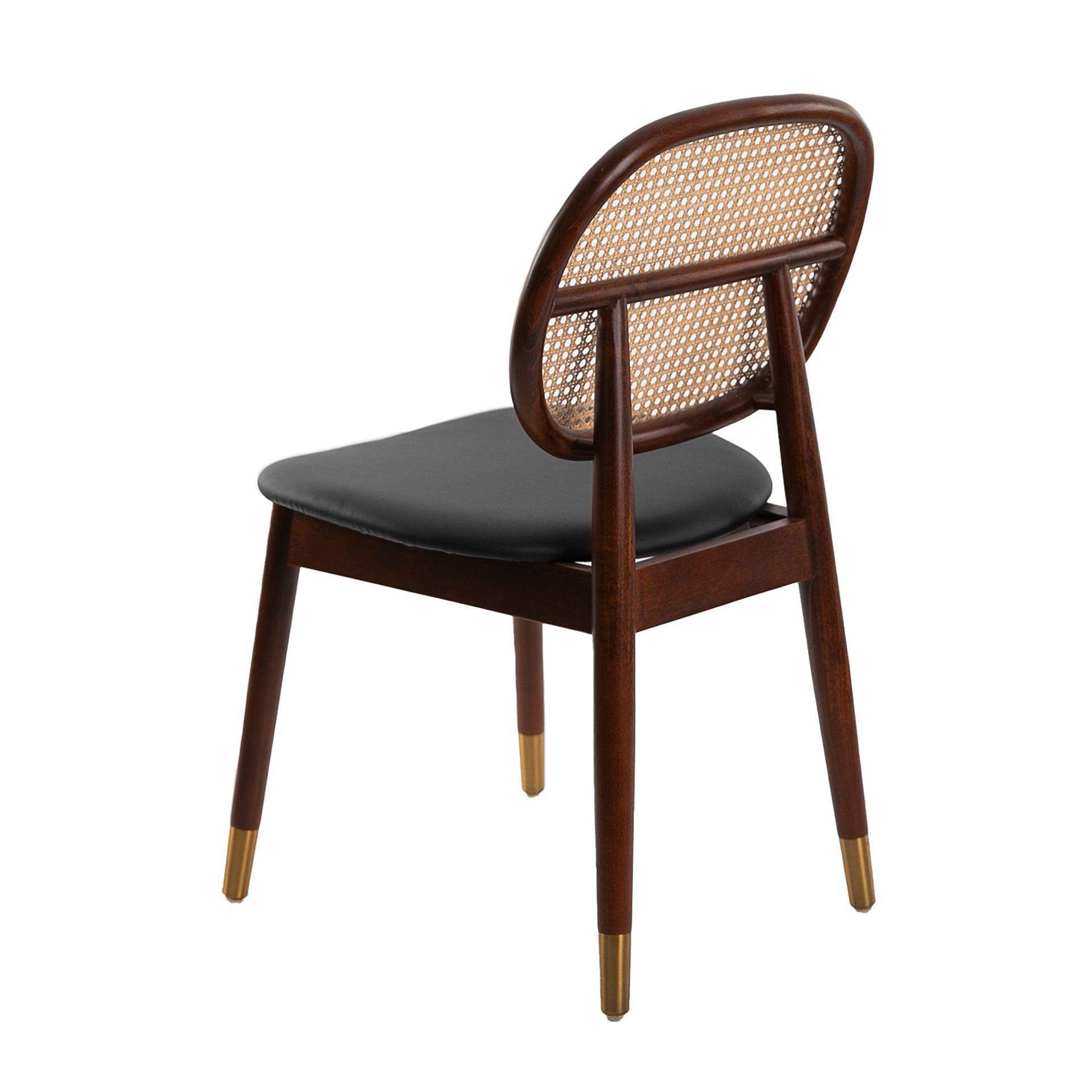 Stuhl Rattan Kunstleder Schwarz 6