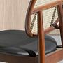 Chair Rattan Faux Leather Black 4