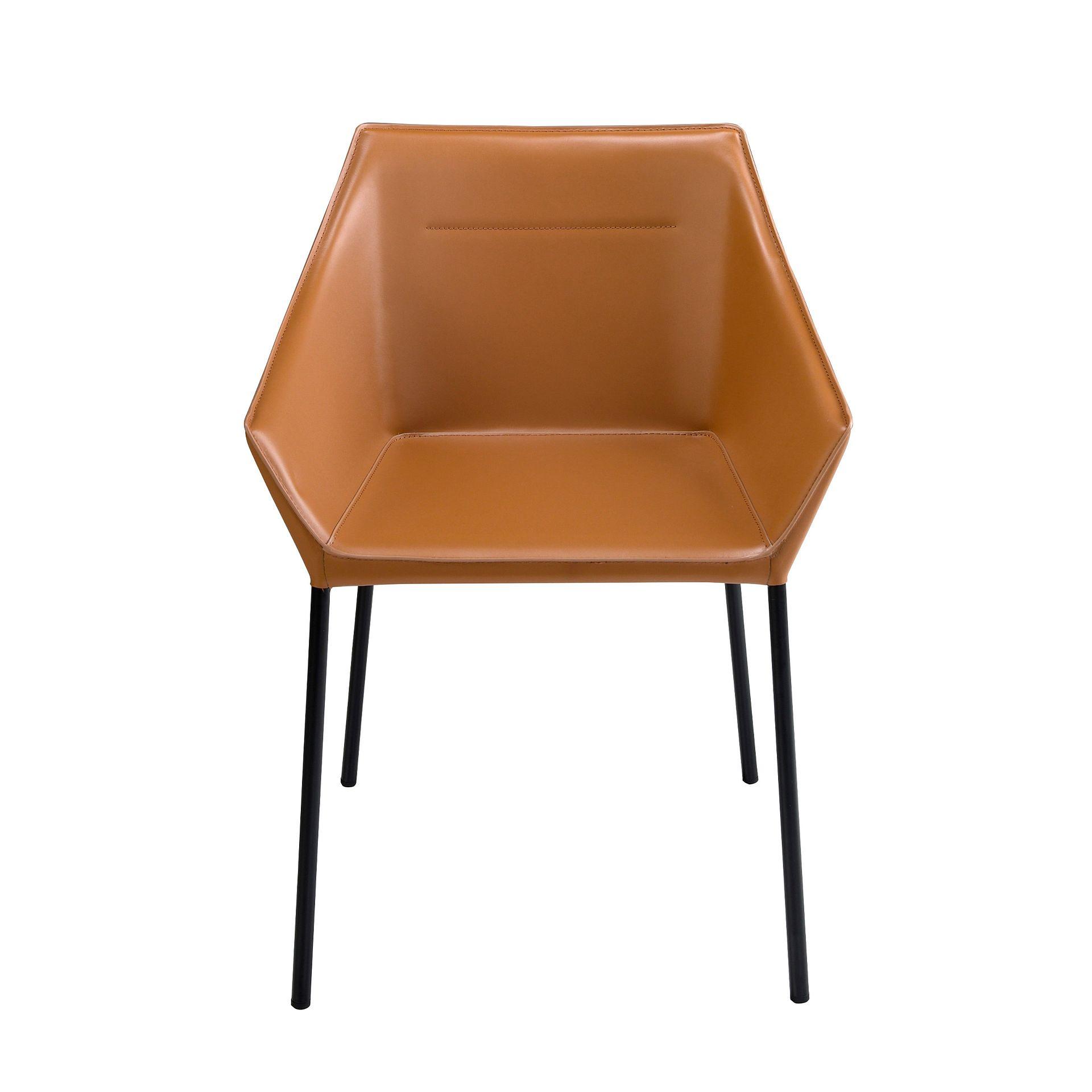 Dining chair synthetic leather brown 1