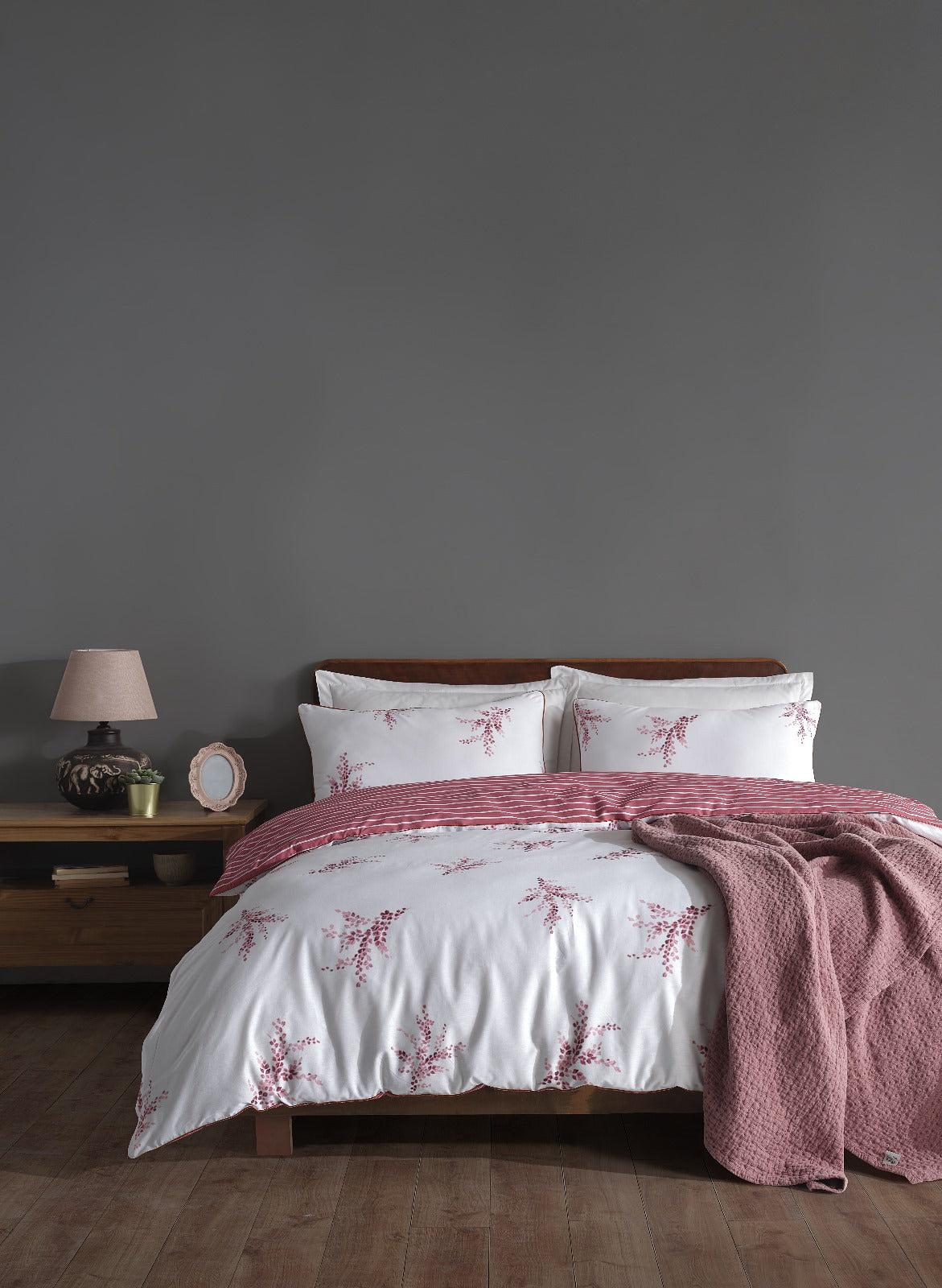 Bed linen set 3-piece. 100% Cotton Pink White 220x240cm 4