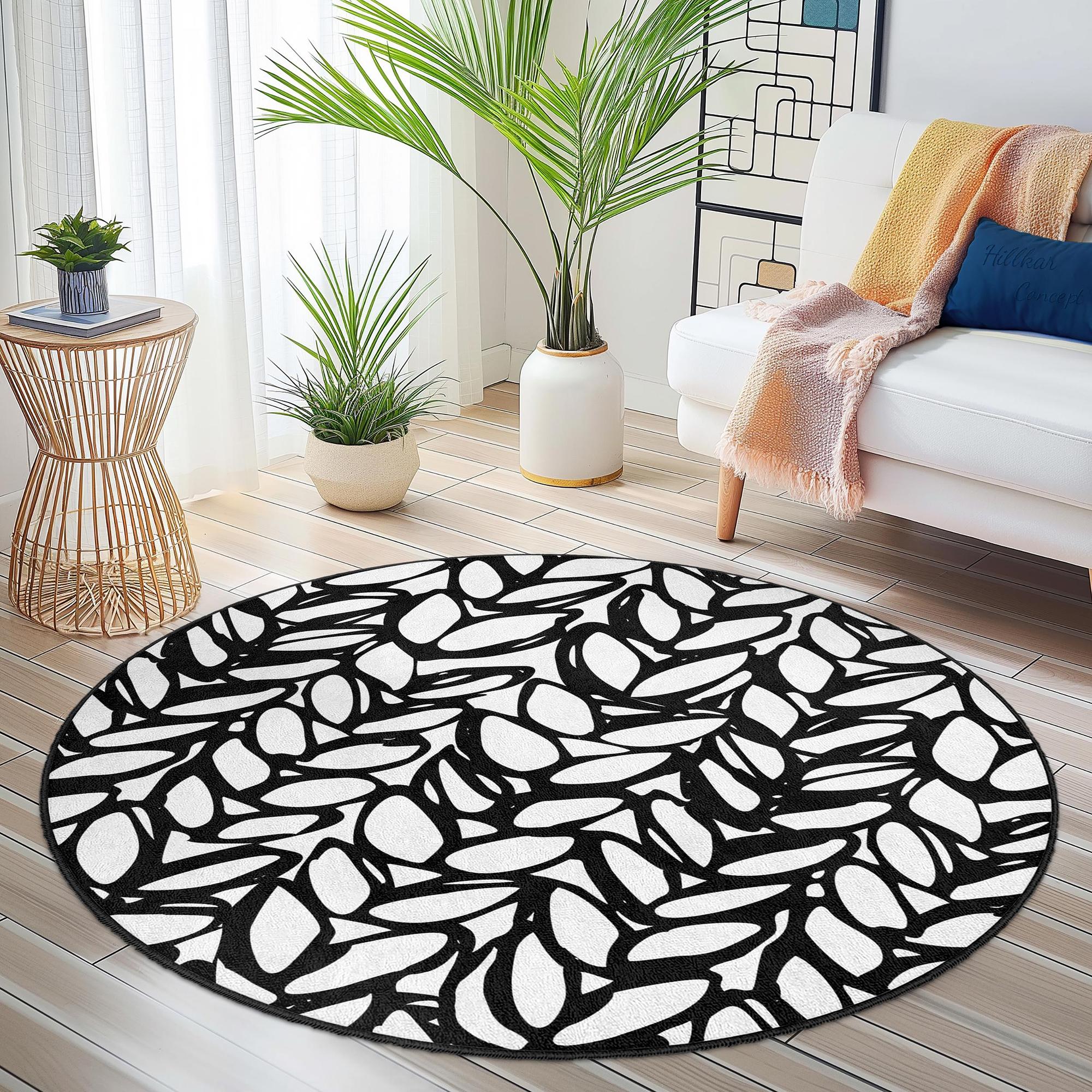 Carpet Black White Ø 150cm 4