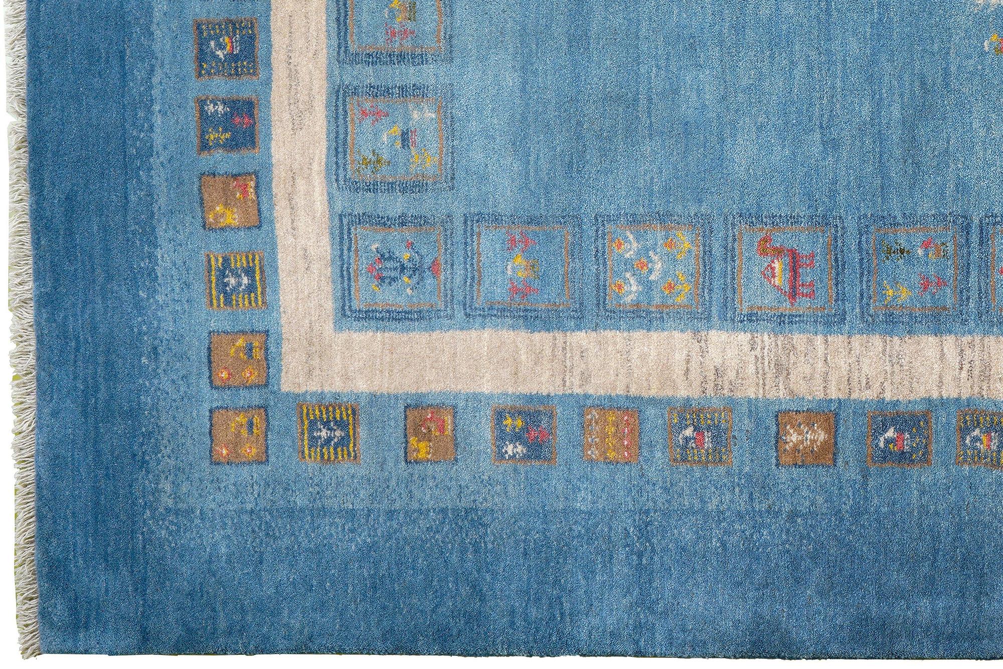 Rizbaf Gabbeh-Teppich Wolle Blau 1