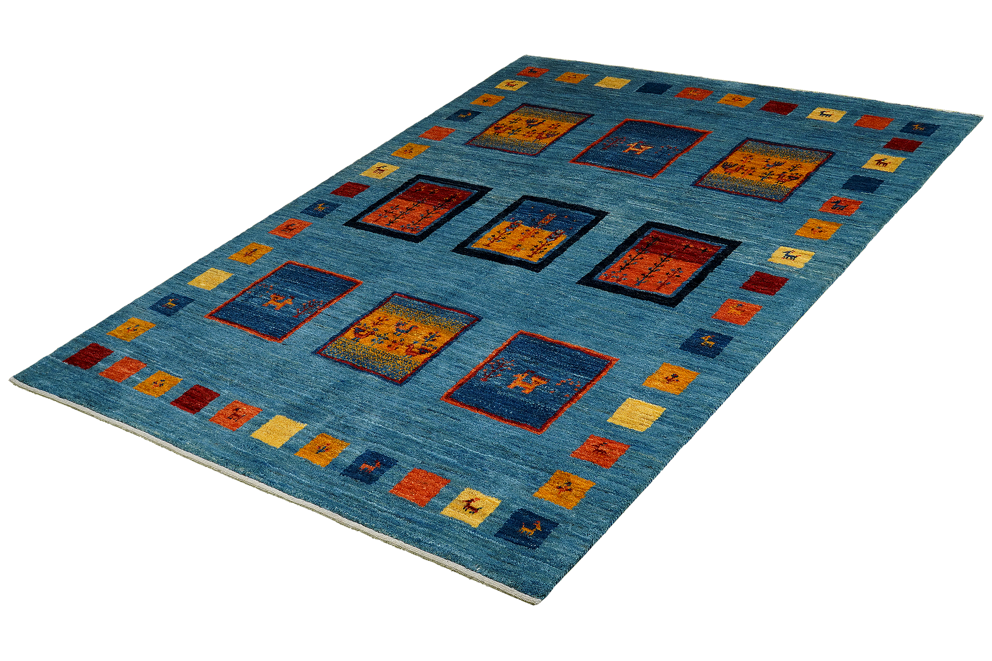 Rizbaf Gabbeh Carpet Wool Blue 3