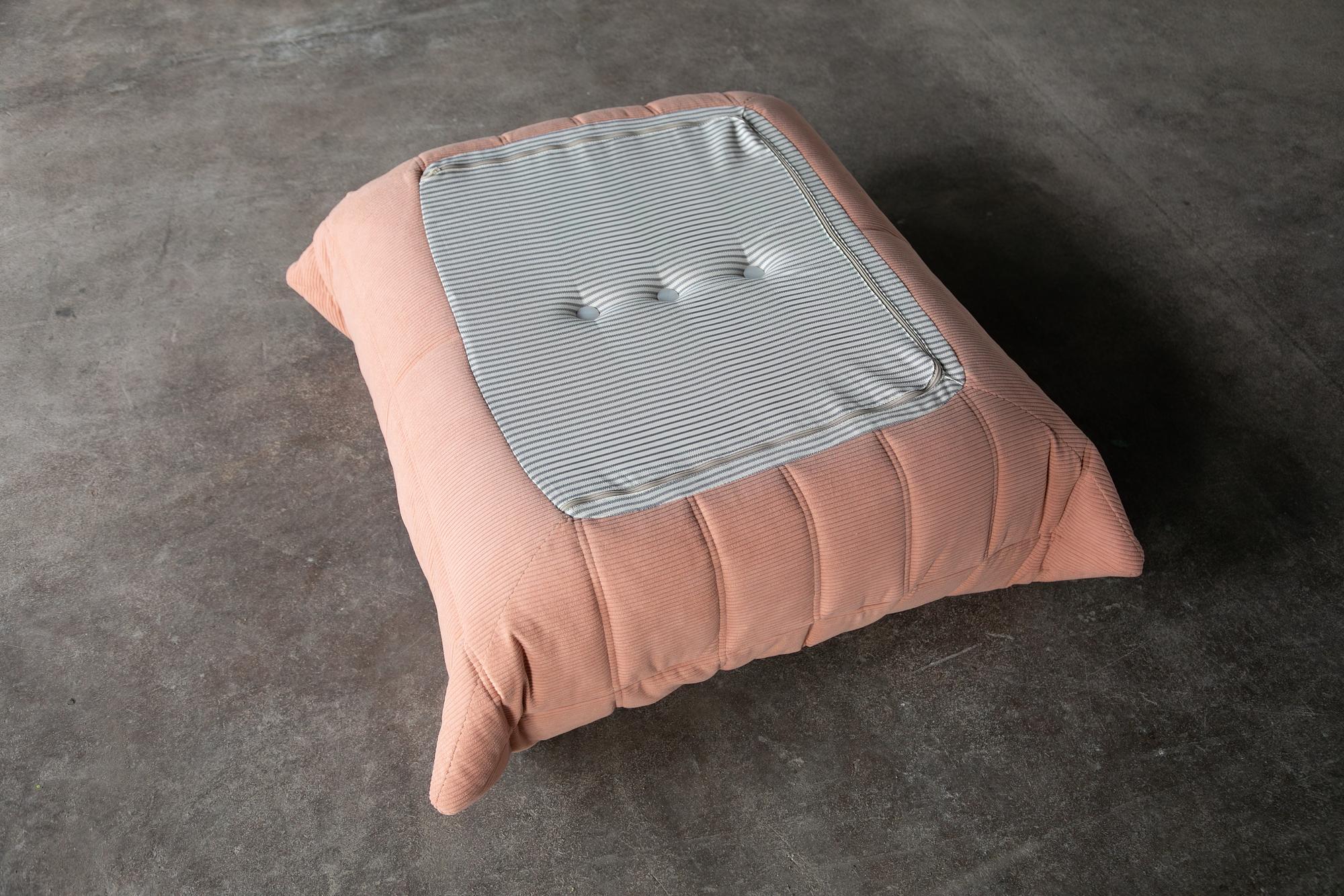 Togo Armchair and Ottoman Set Cord Pink 6