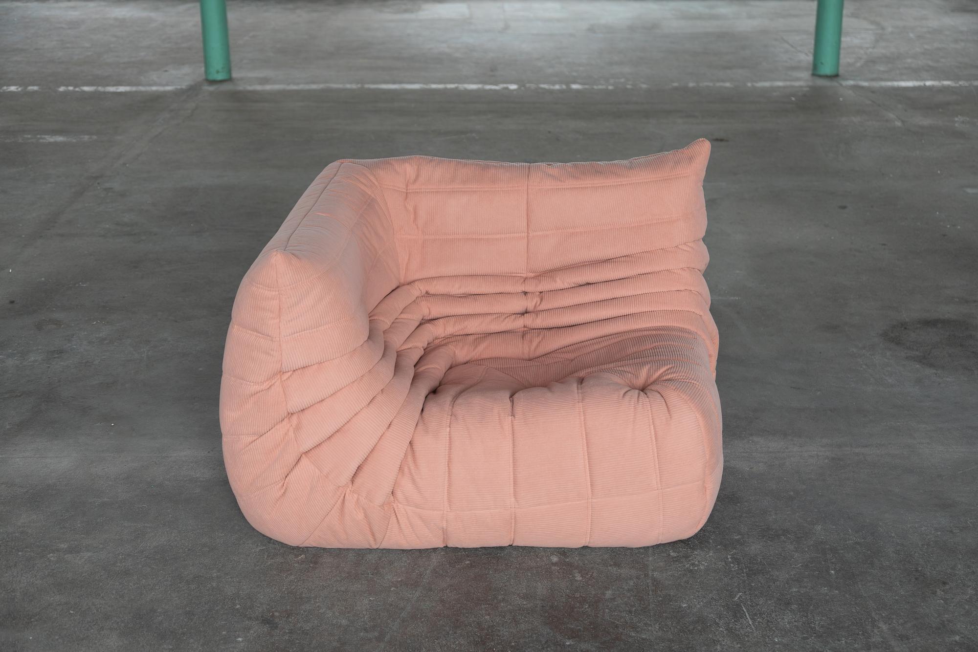 Togo Corner Sofa Cord Pink 2