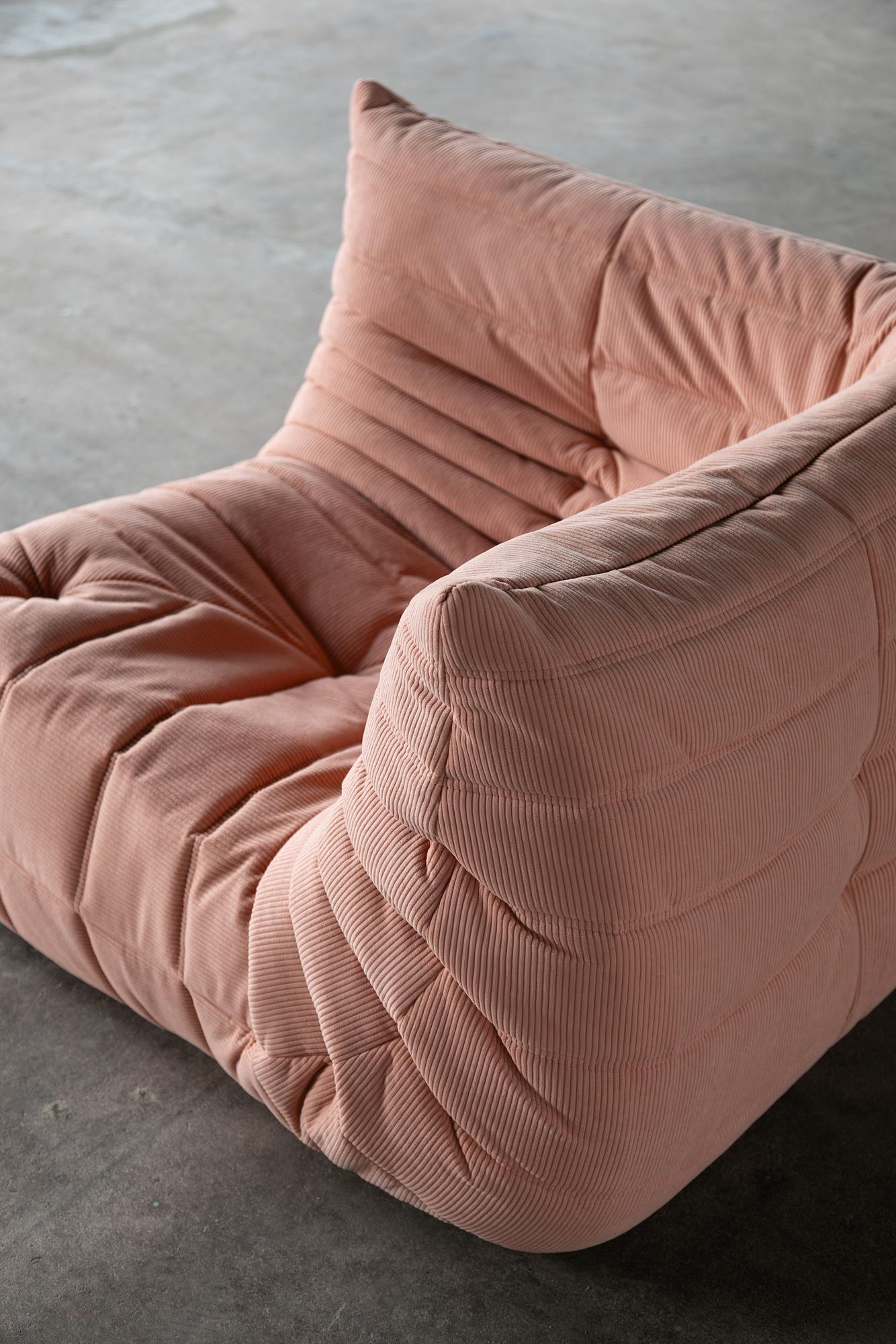 Togo Corner Sofa Cord Pink 5