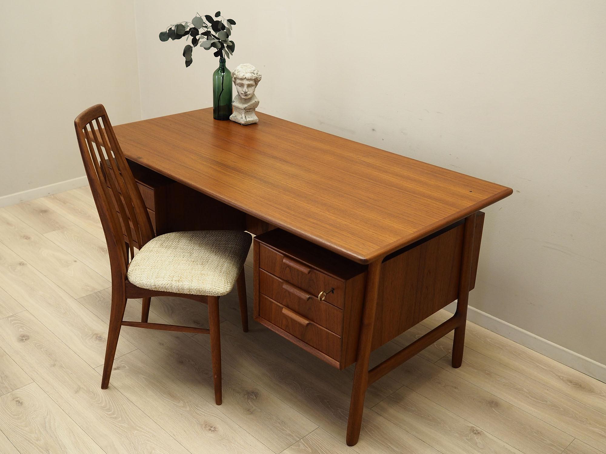 Teak desk wood veneer 1970s  4