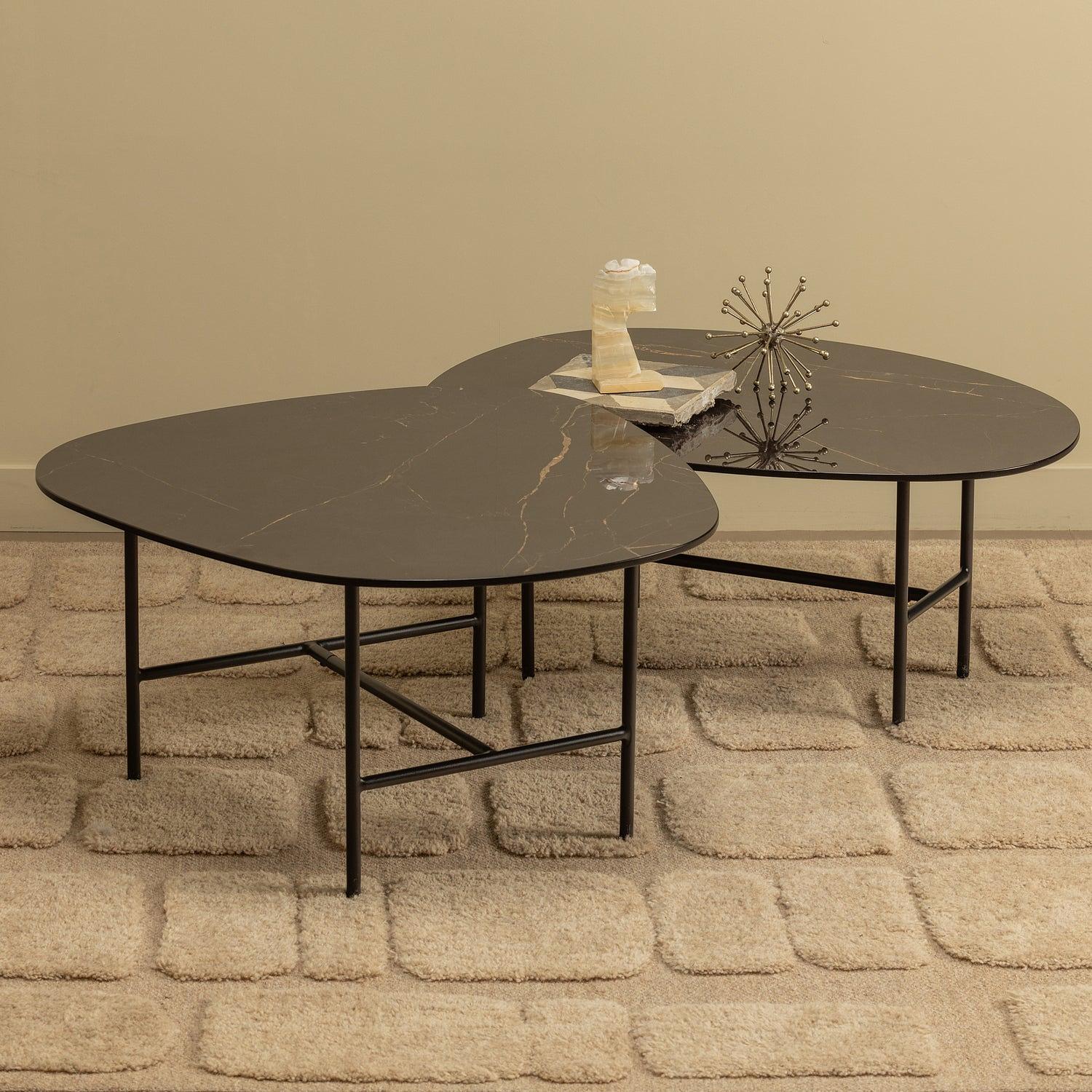 Vajen Couchtisch Marmoroptik Schwarz 2