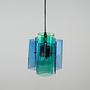Hanging lamp glass blue 1970s 7