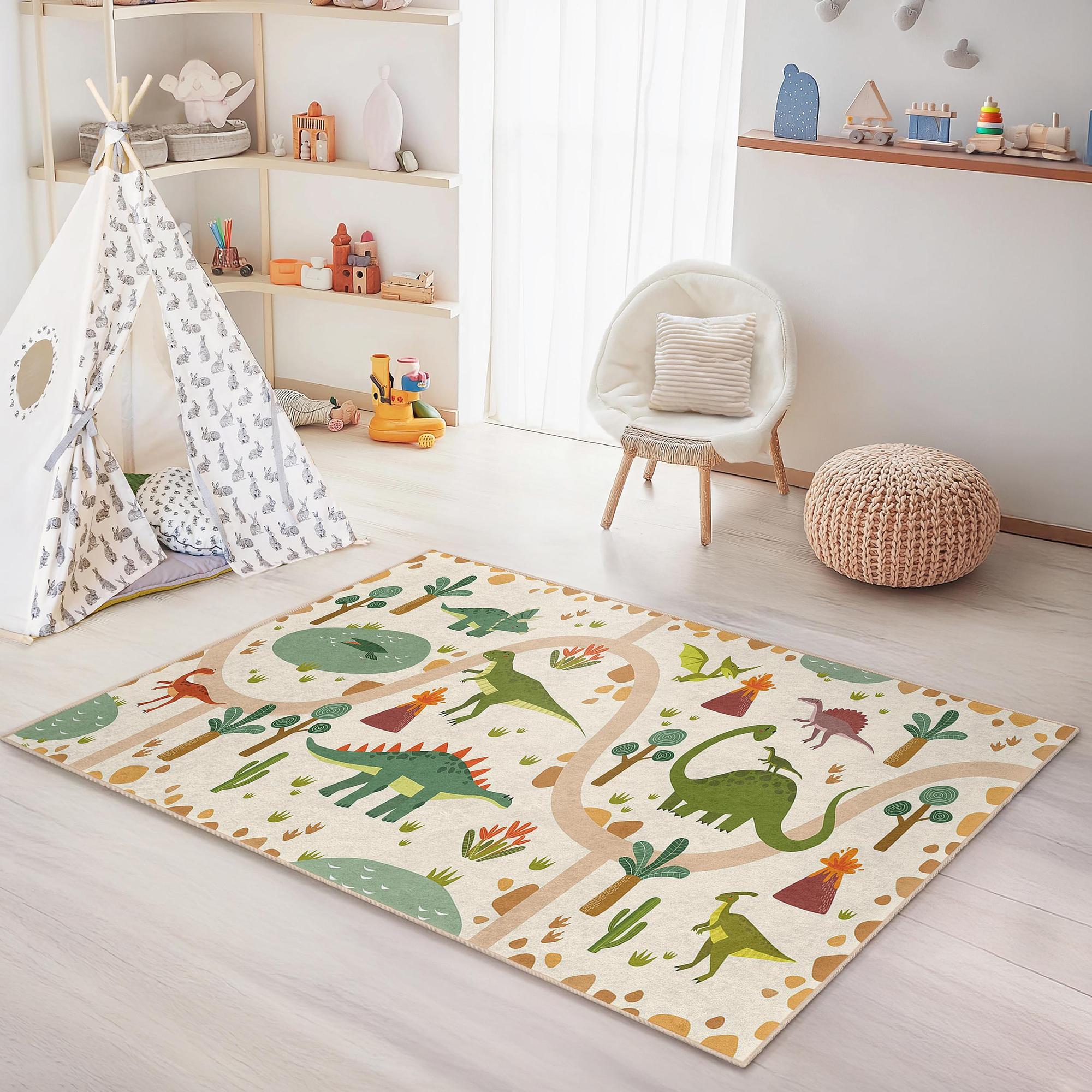 Dinosaur Children's Rug Multicolored 100x250cm 0