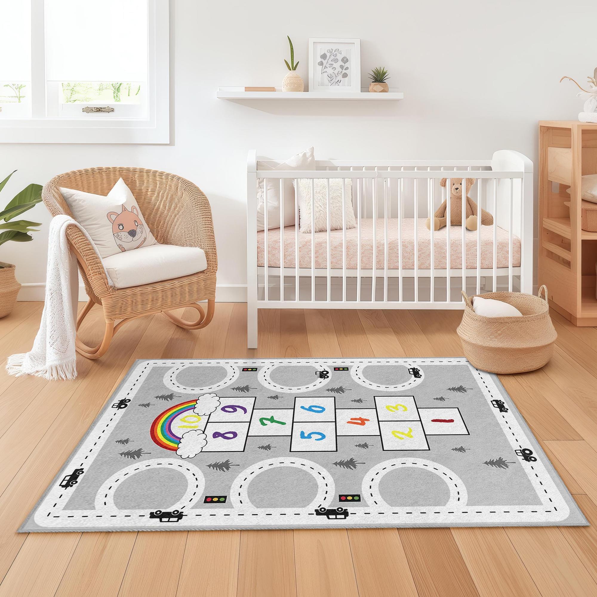 Rainbow Hopscotch Rug Multicolor 100x300cm 3