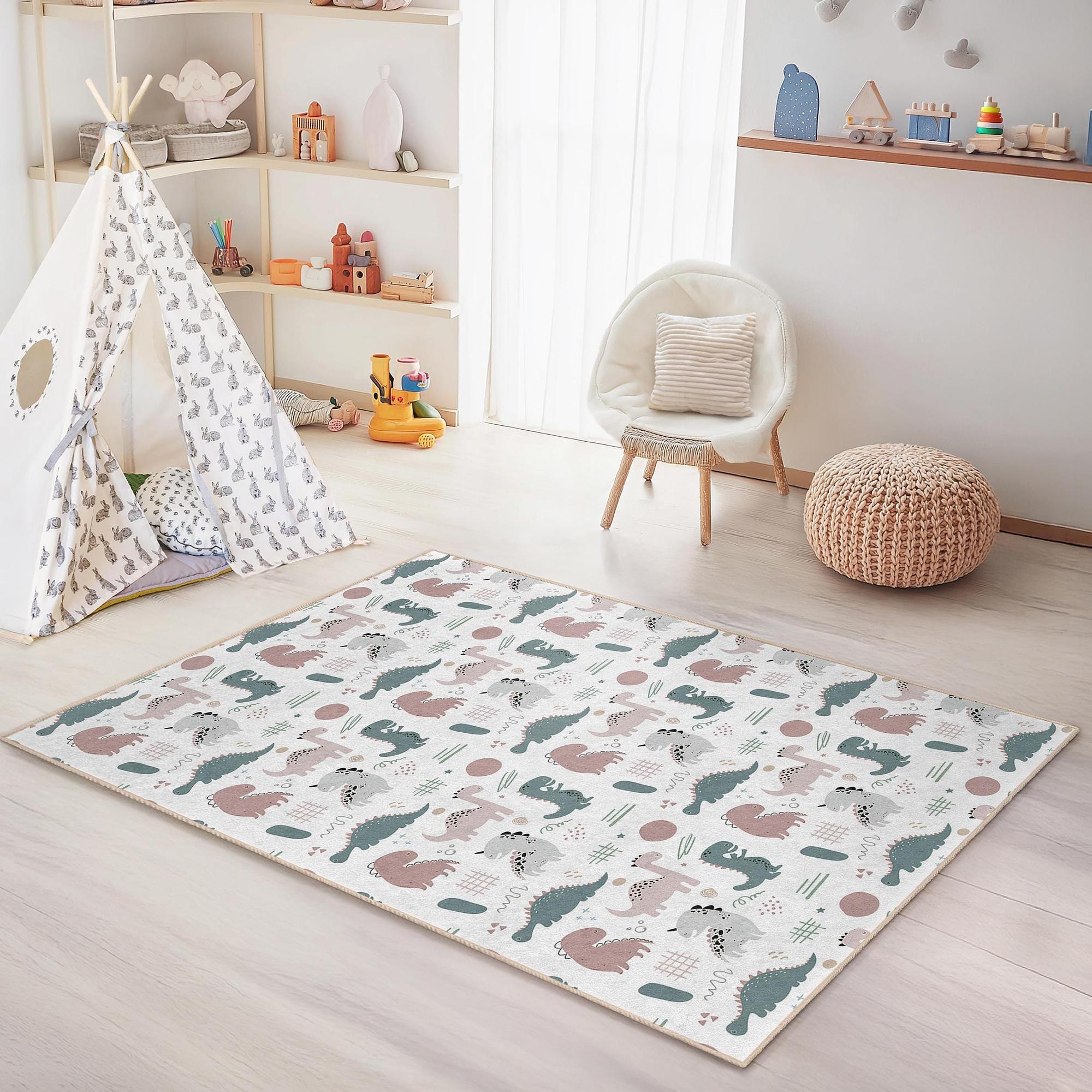Dinosaurier Kinderteppich Mehrfarbig 100x250cm 1