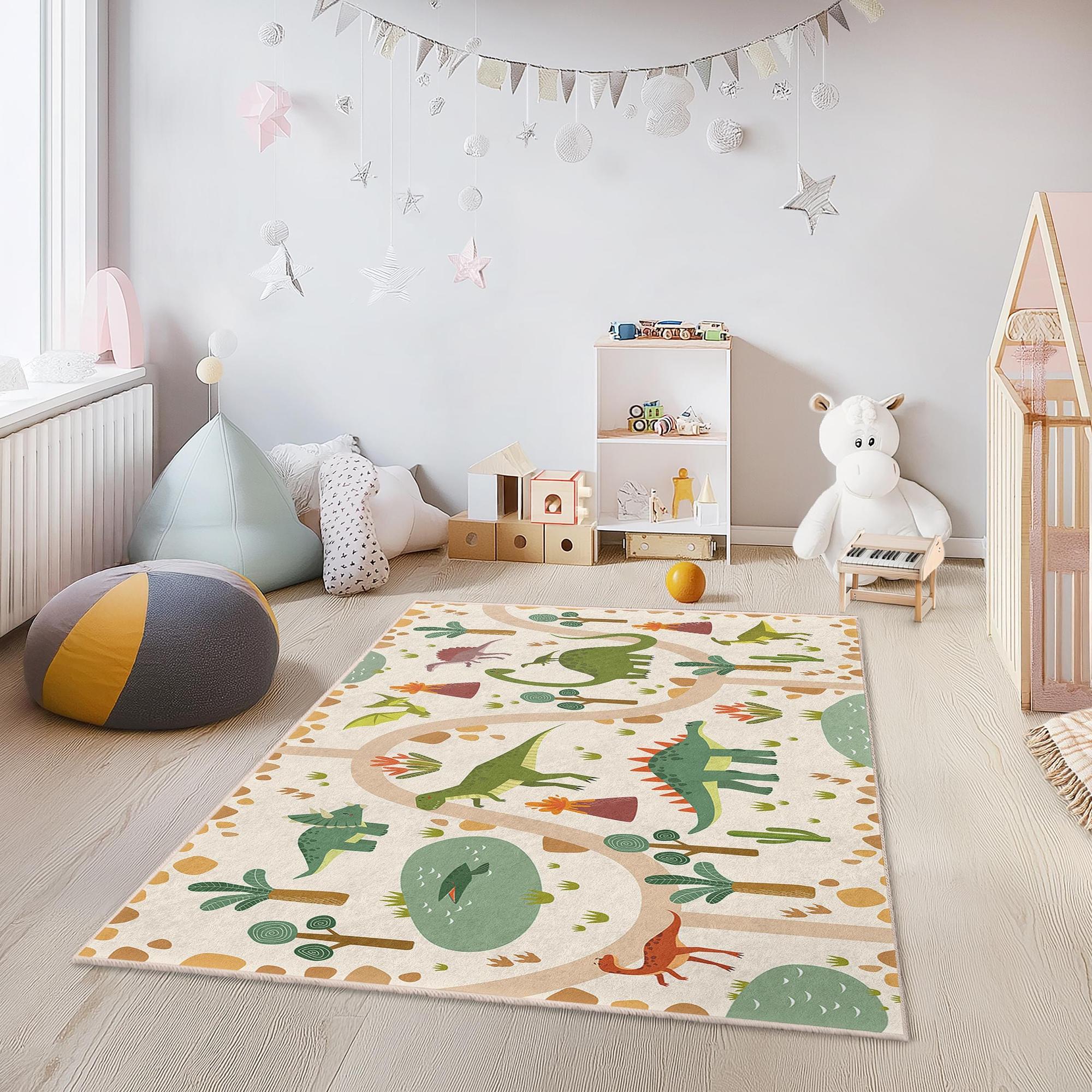 Dinosaur Children's Rug Multicolored 100x250cm 1