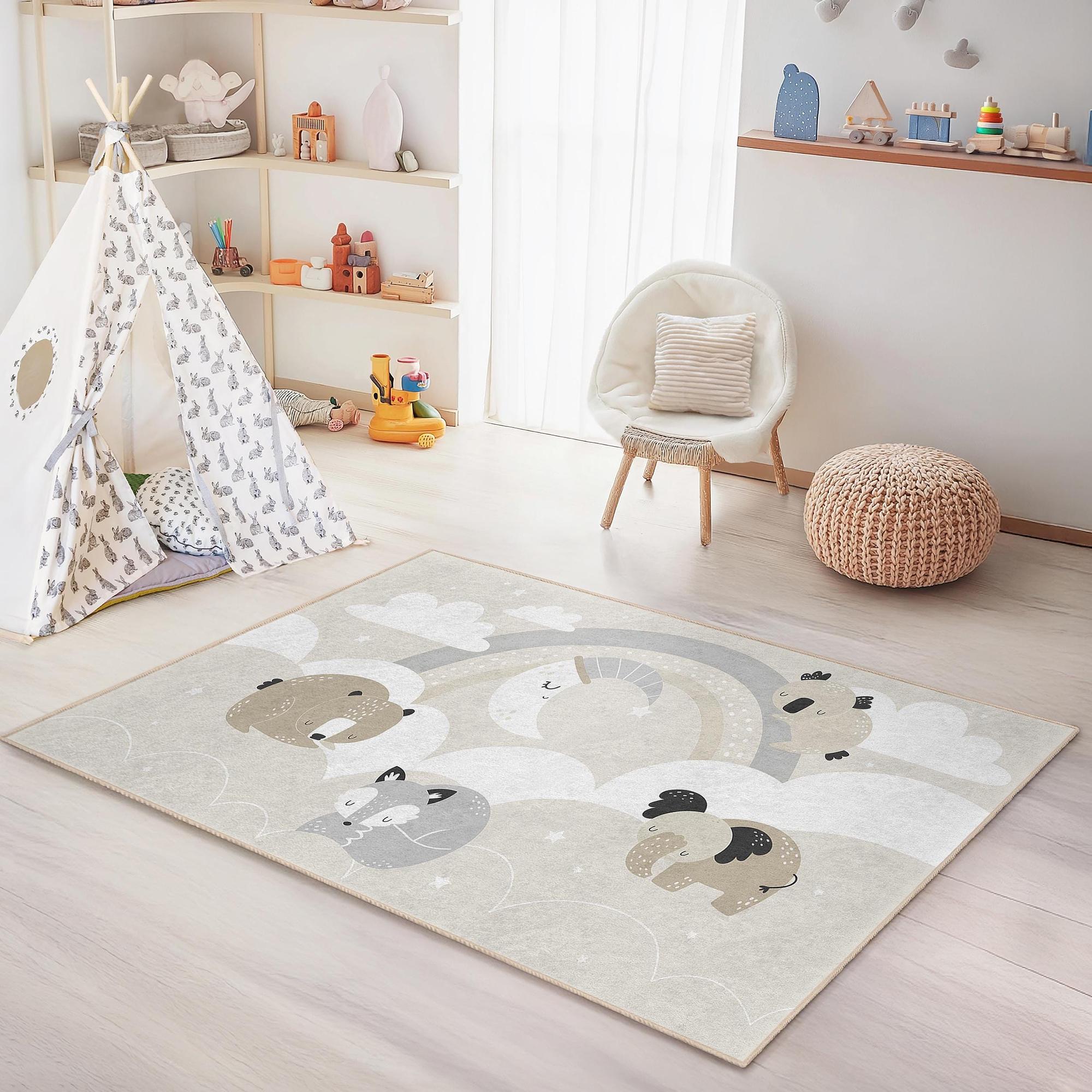Cute Animal Children's Rug Multicolor 100x250 cm 2