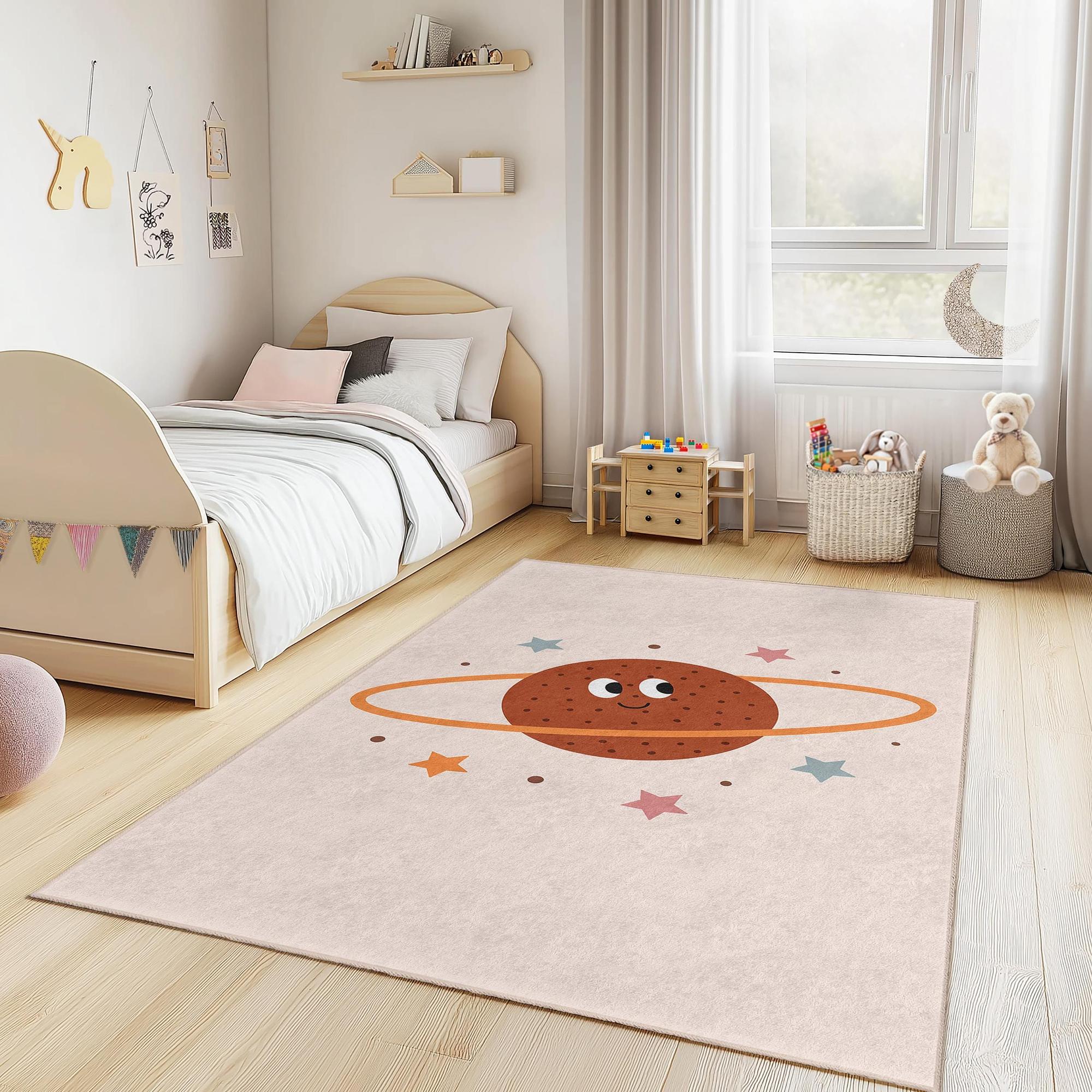 Planeten Kinderteppich Mehrfarbig 100x200cm 1
