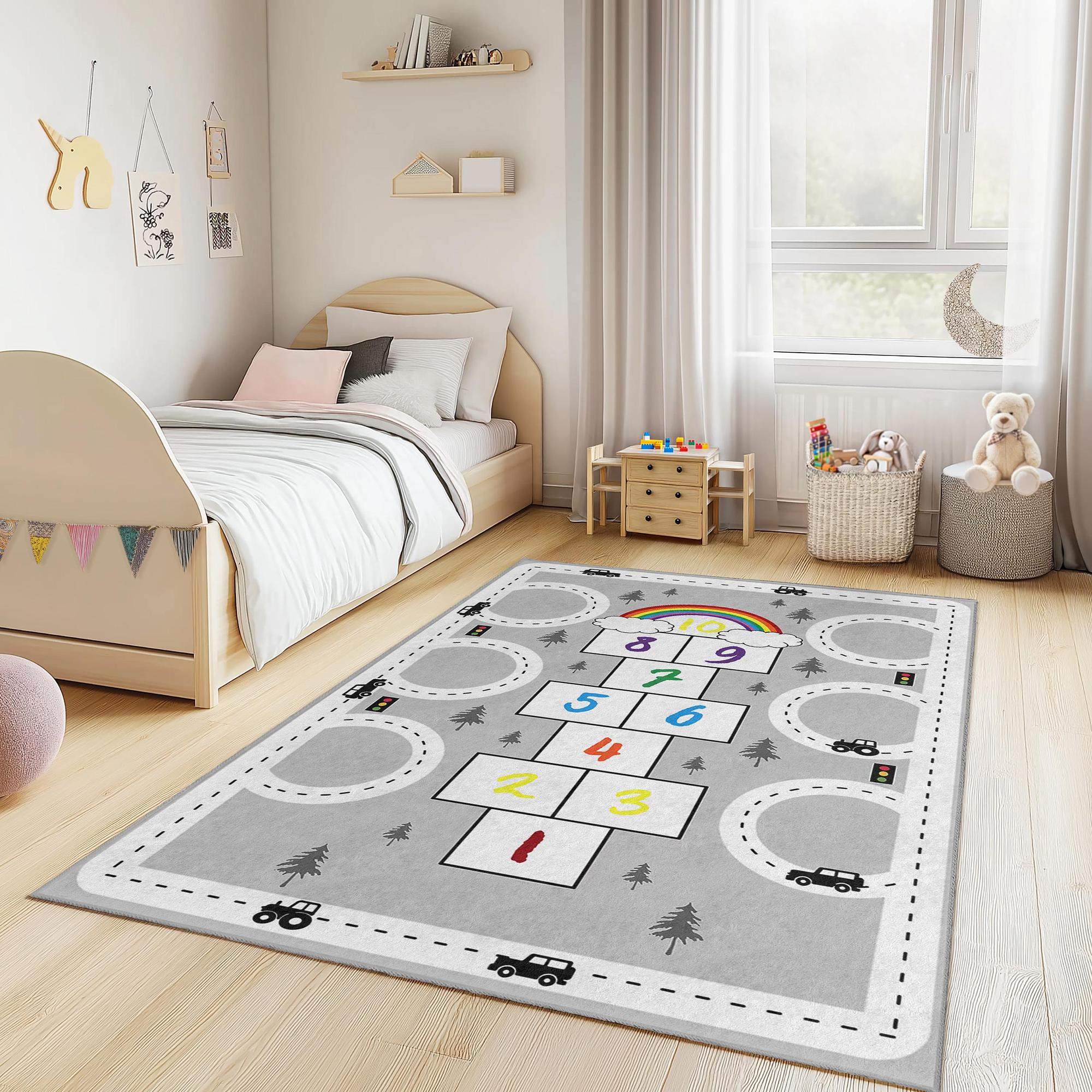 Rainbow Hopscotch Playmat Multicoloured 160x230cm 0