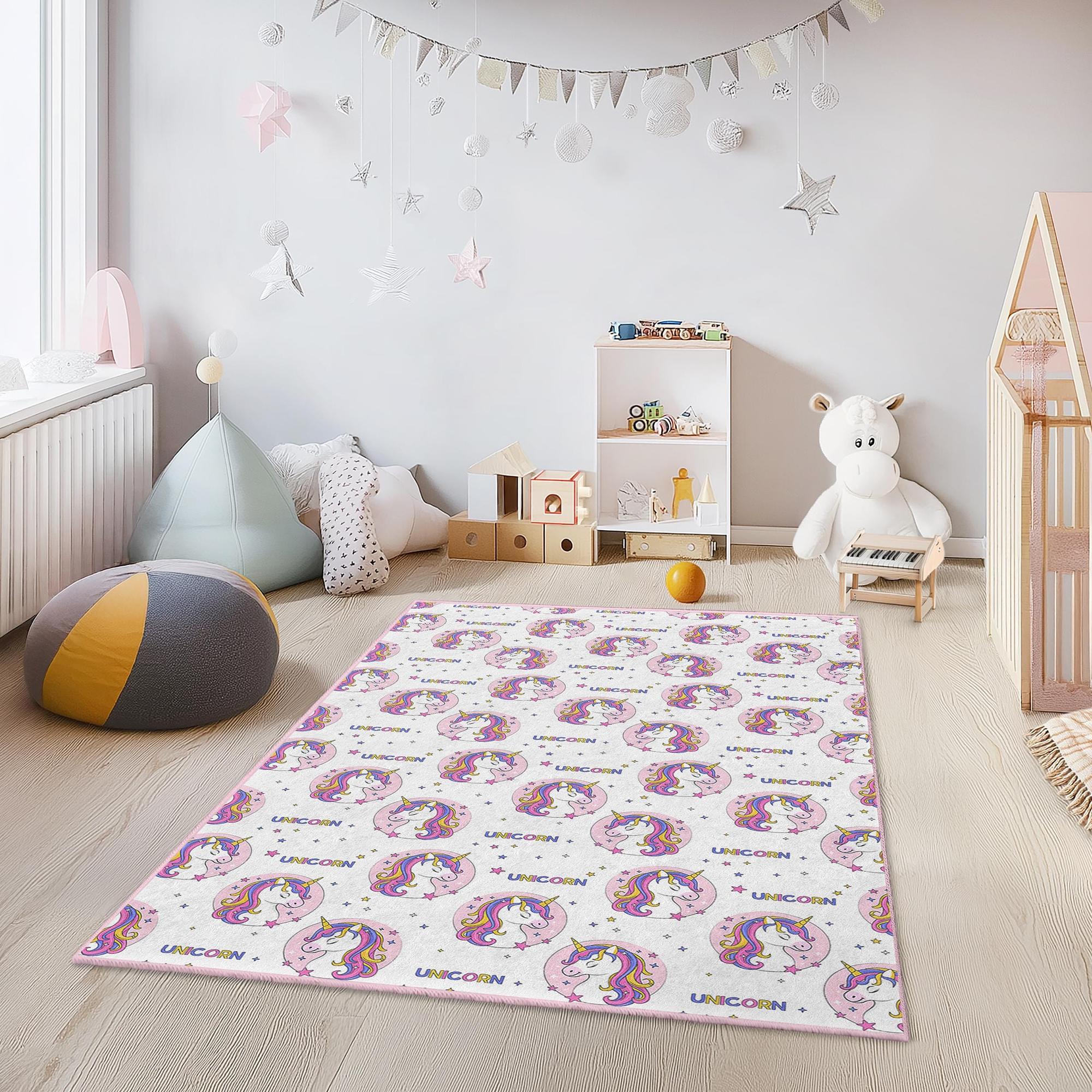 Unicorn Children's Rug Multicolored 100x300 cm 0