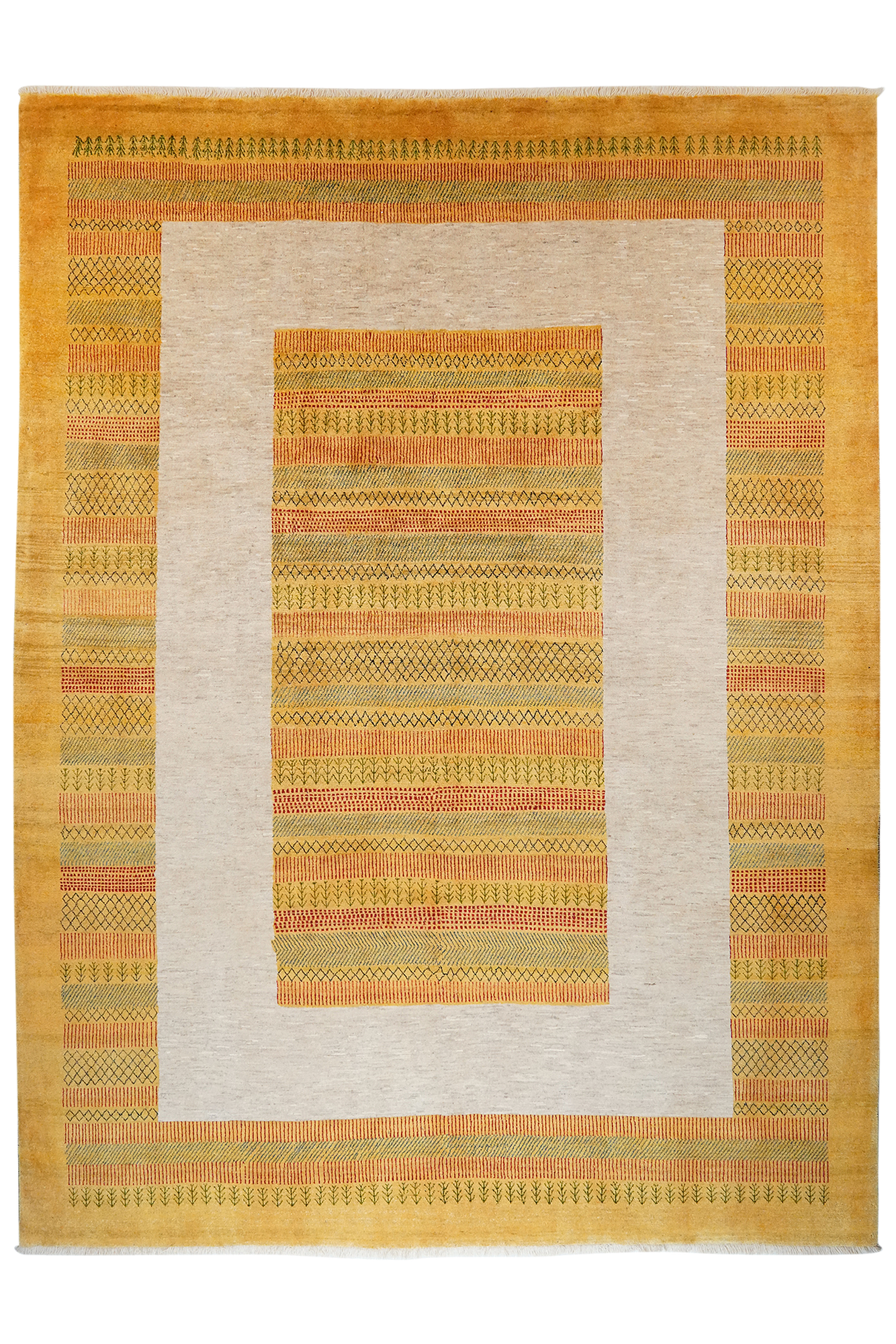 Rizbaf Gabbeh Teppich Wolle Beige 0