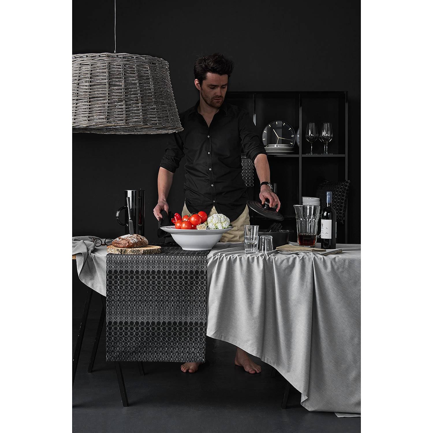 Table runner Woven fabric Charcoal 48x140cm 2