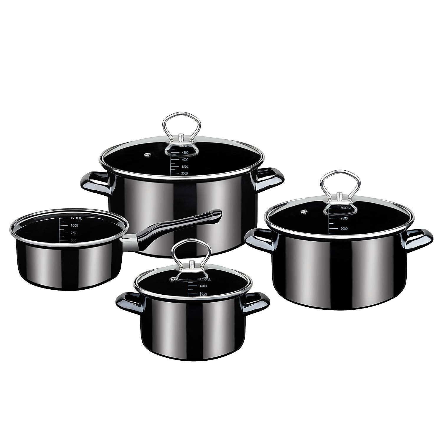 7x Professional Cookware Set Black Star Black Steel 0