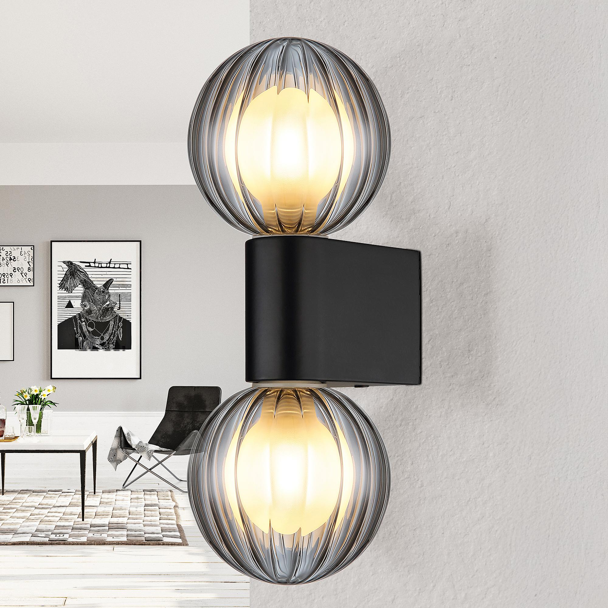 Wall Lamp Ander Type A Smoked Glass Aluminium Black 1