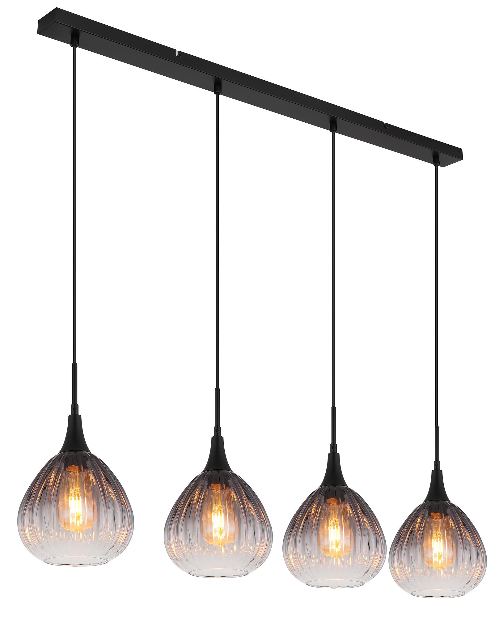 Olsen Pendant Light Type B 4-Light Smoked Glass Black 4