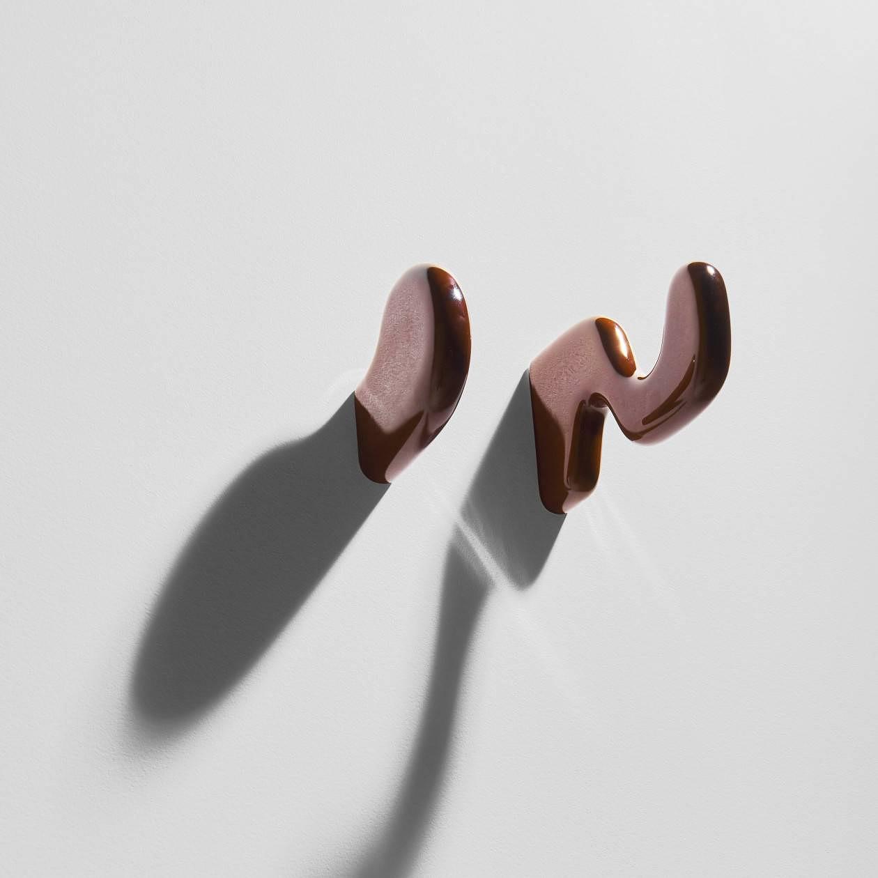 2x Lump wall hook ceramic brown 1