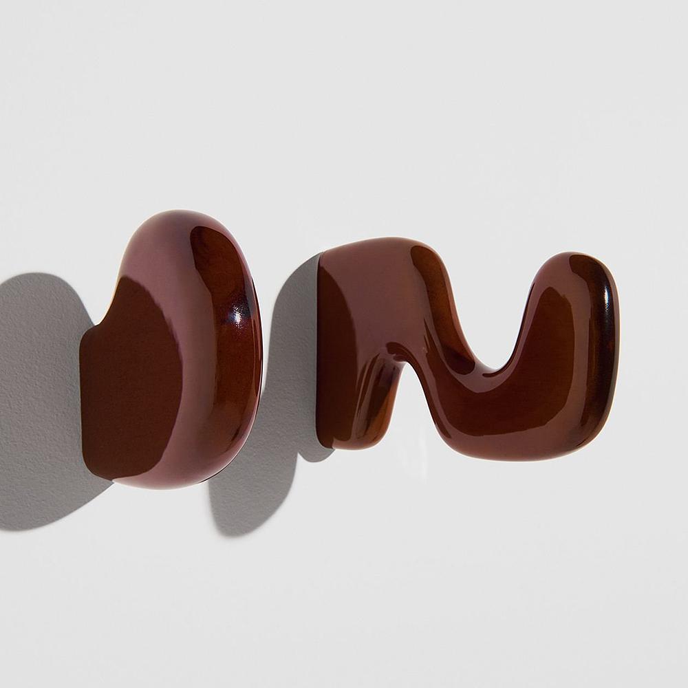 2x Lump wall hook ceramic brown 0