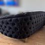 Chesterfield Couch-Set Sofa Armchair Velvet Black Gold 3