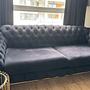 Chesterfield Couch-Set Sofa Armchair Velvet Black Gold 4