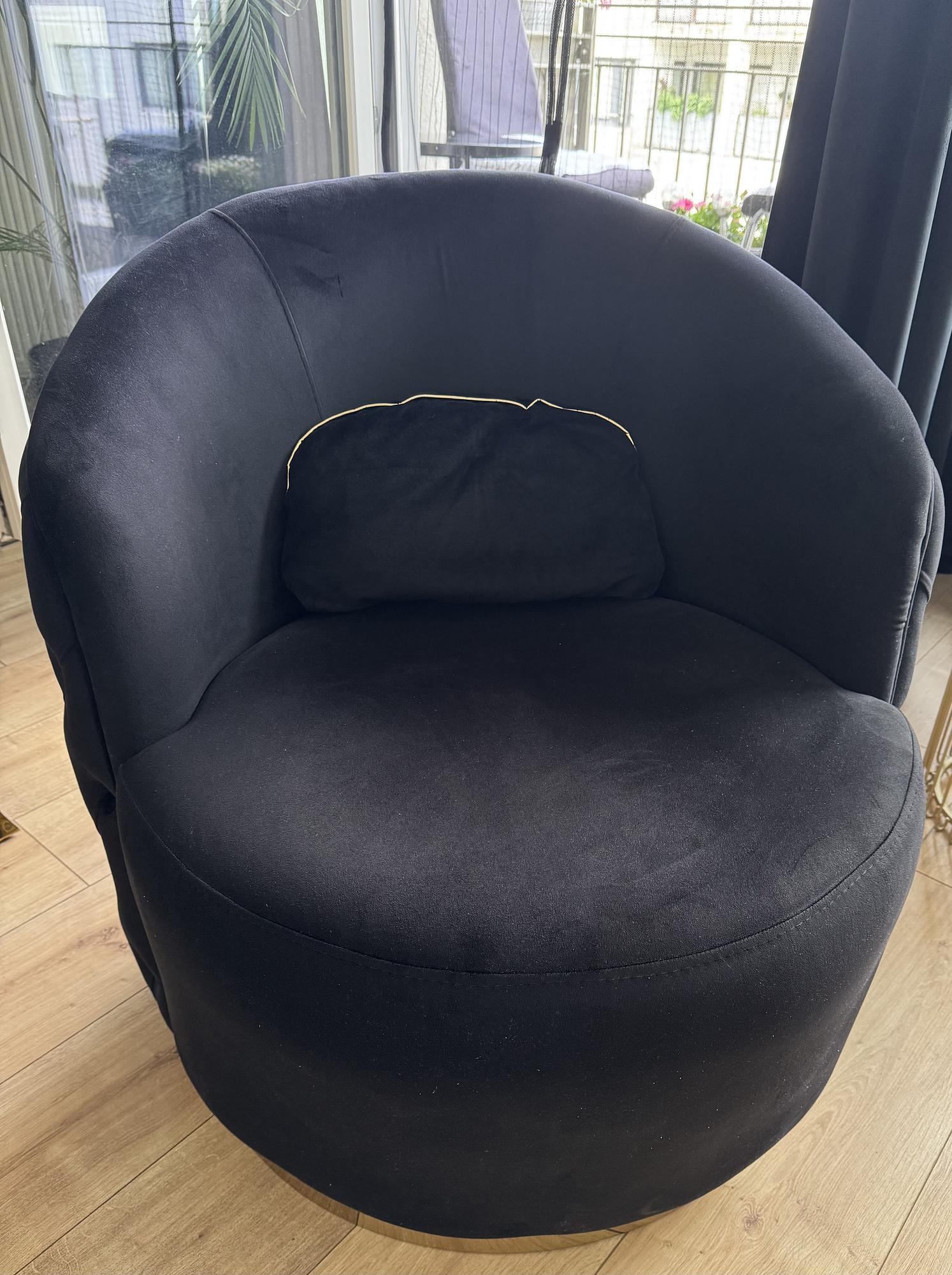 Chesterfield Couch-Set Sofa Armchair Velvet Black Gold 6