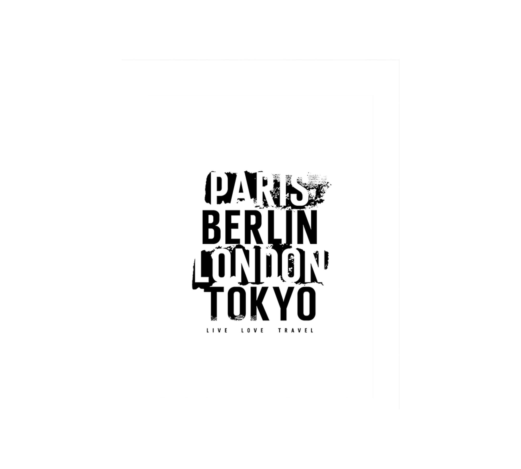 Live Love Travel Art Print with Frame Black White 1
