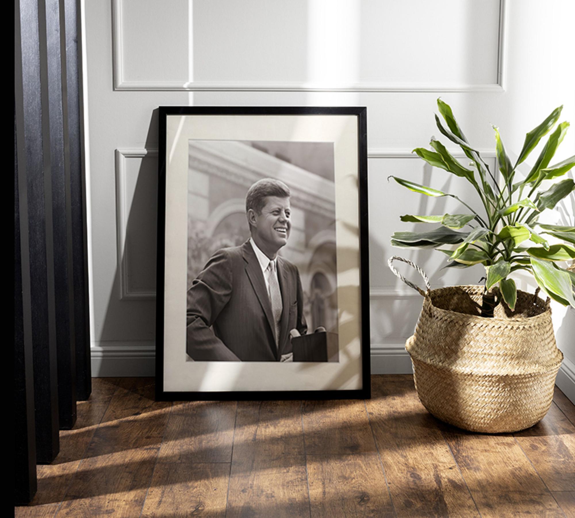 Kennedy Speech Art Print with Frame Black White 3