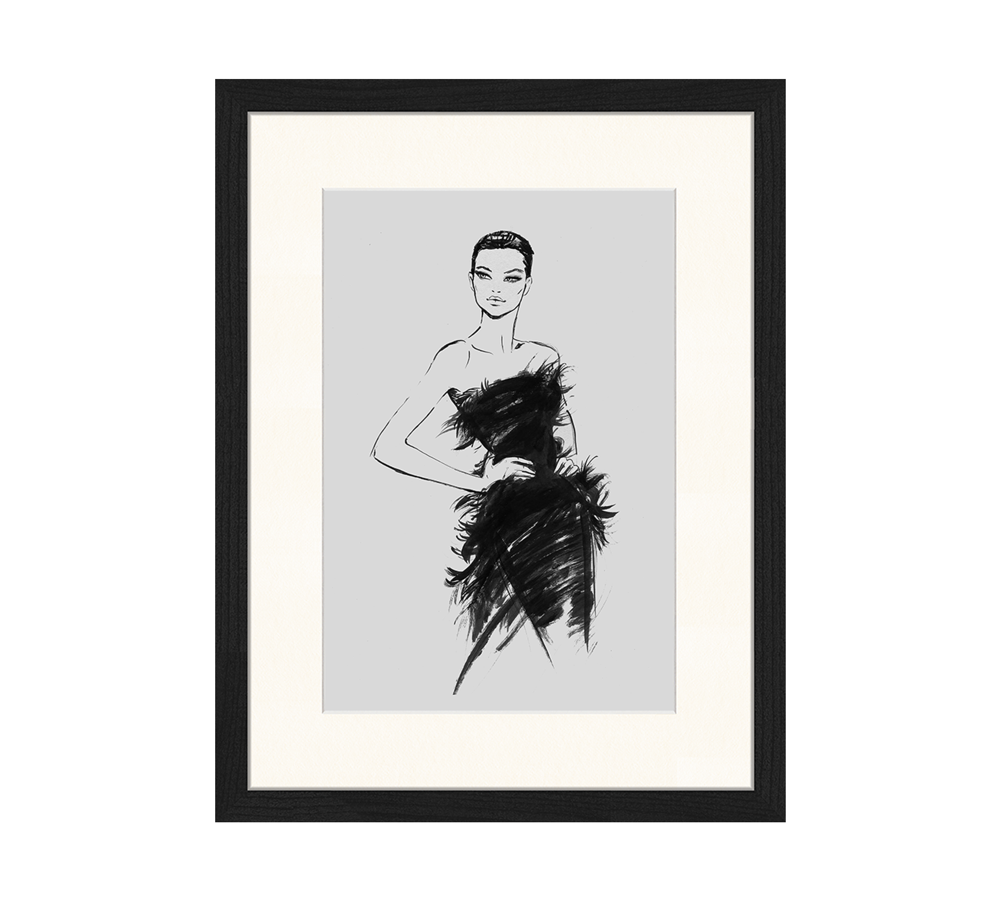 Fashion Art Print with Frame Black White 0
