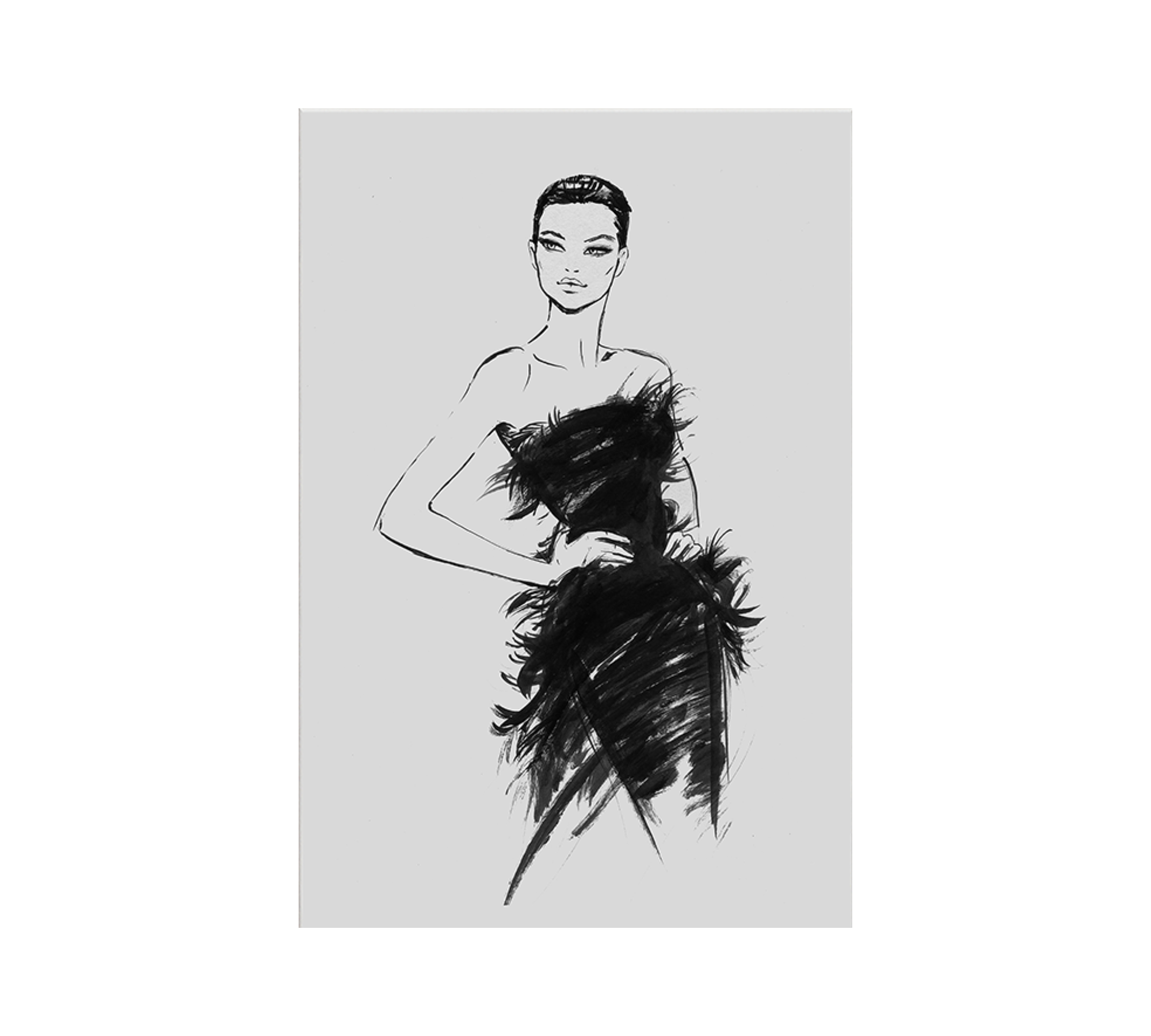 Fashion Art Print with Frame Black White 1